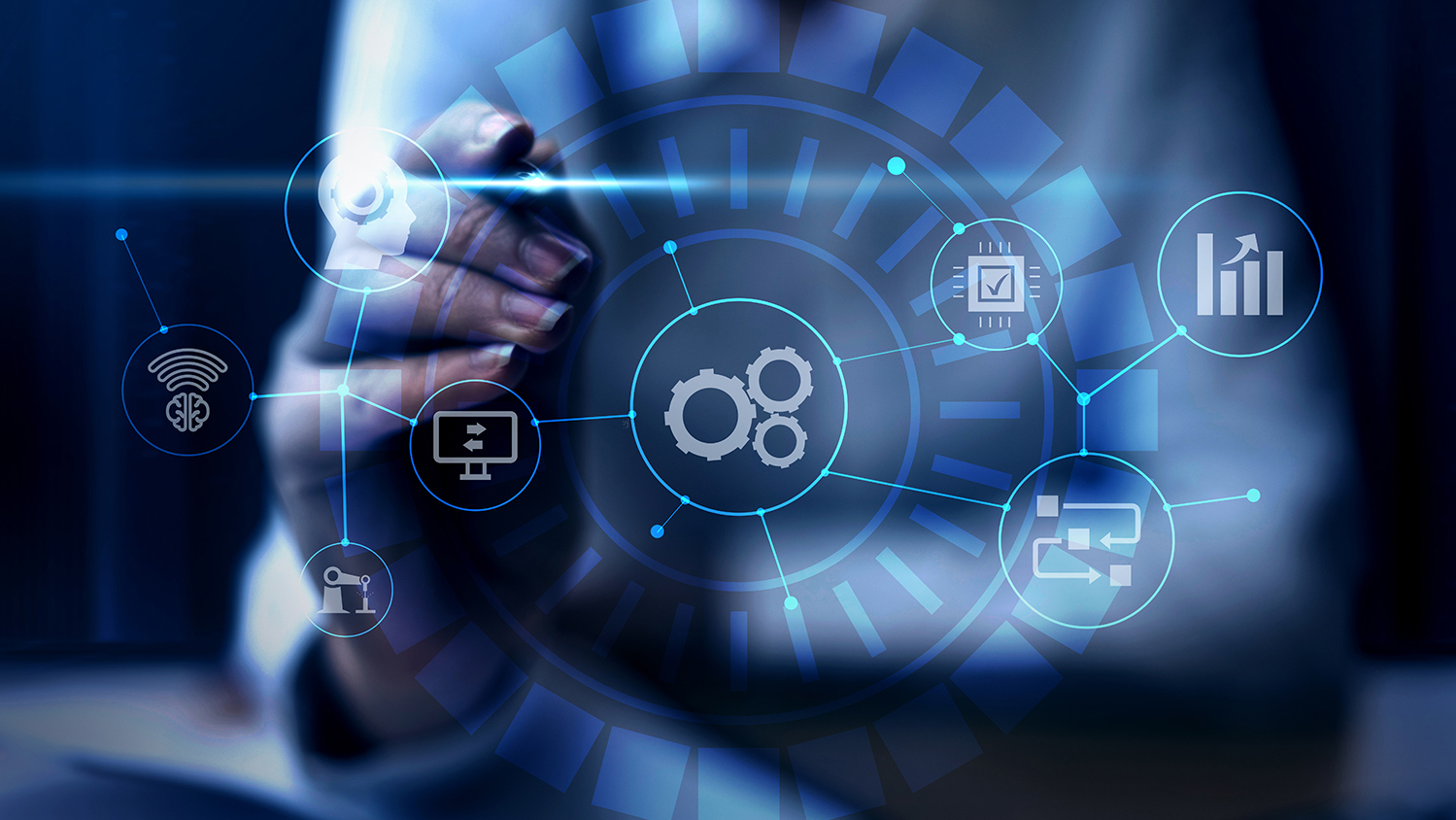 Woman controls data with stylus