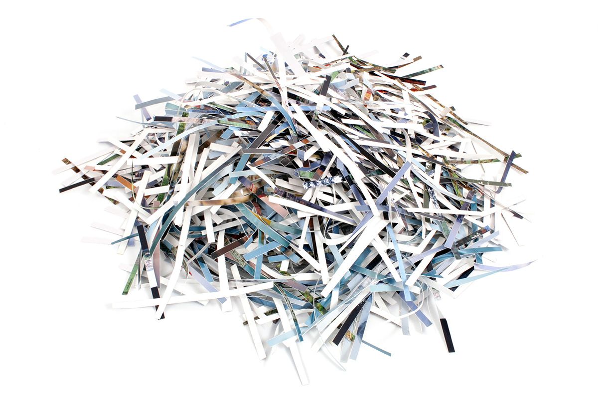 Shredded strips of documents